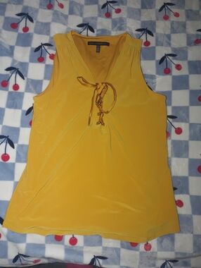 Mustard Tie-Neck Sleeveless Top